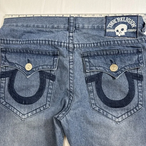 JEANS TRUE STRAIGHT RELIGION MEN 36X34 VTGSTYLE 24-870BRBTE Skull PATCH USA